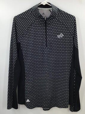 Women's L Adidas Aeroready Pullover Zip Top Popover Athletic Black White L/S